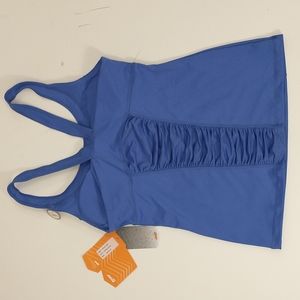 Workout Top Rich Blue Removable Cups 12# Spandex Yoga Jogging Sports Athletic